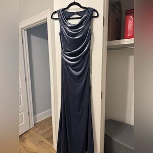 Blue velvet formal gown
